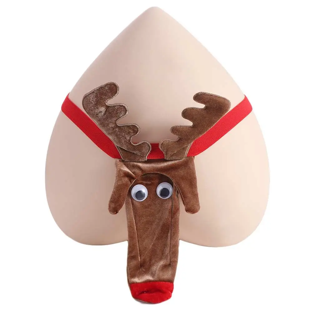 Creative Christmas Elephant Nose Thongs Reindeer Elk Men's Underwear Lingerie Exposed T Back Panties Men