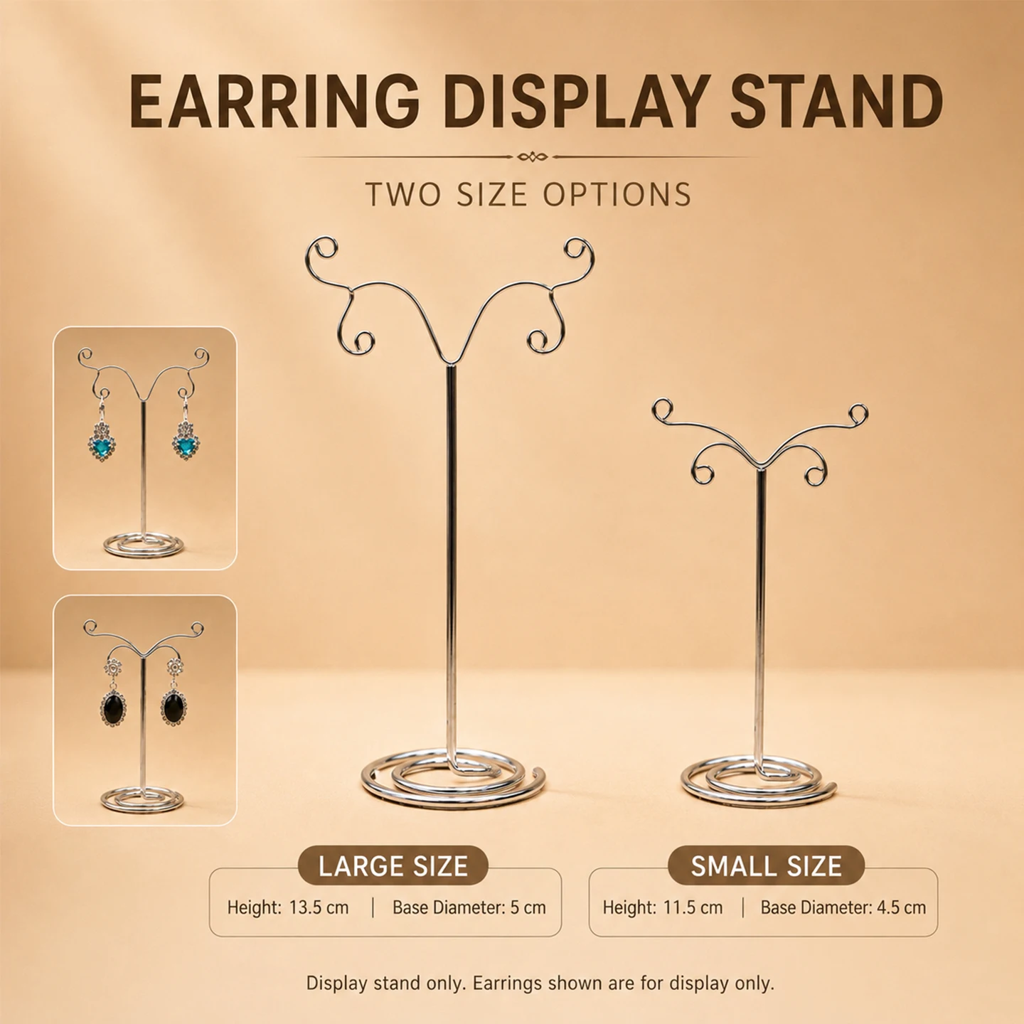 Stainless Steel Jewelry Display Stand Earring Rack Organizer for Home Decor Fashion Accessories Storage