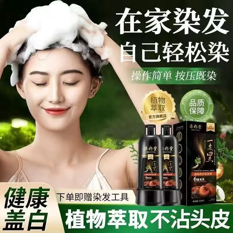 Ammonia-Free Hair Color Cream, Scalp-Friendly No Drip Gray Coverage Dye, One-Step Application Natural Black