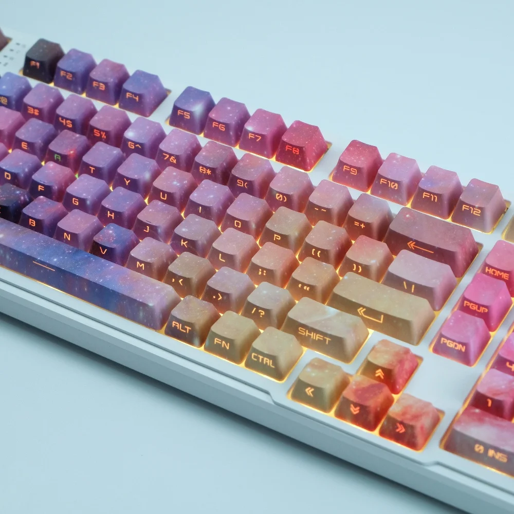Galaxy Side Character Transparent Keycaps Starry Sky PBT Keycaps Dye Sublimation OEM Profile For MX Mechanical Keyboard Caps