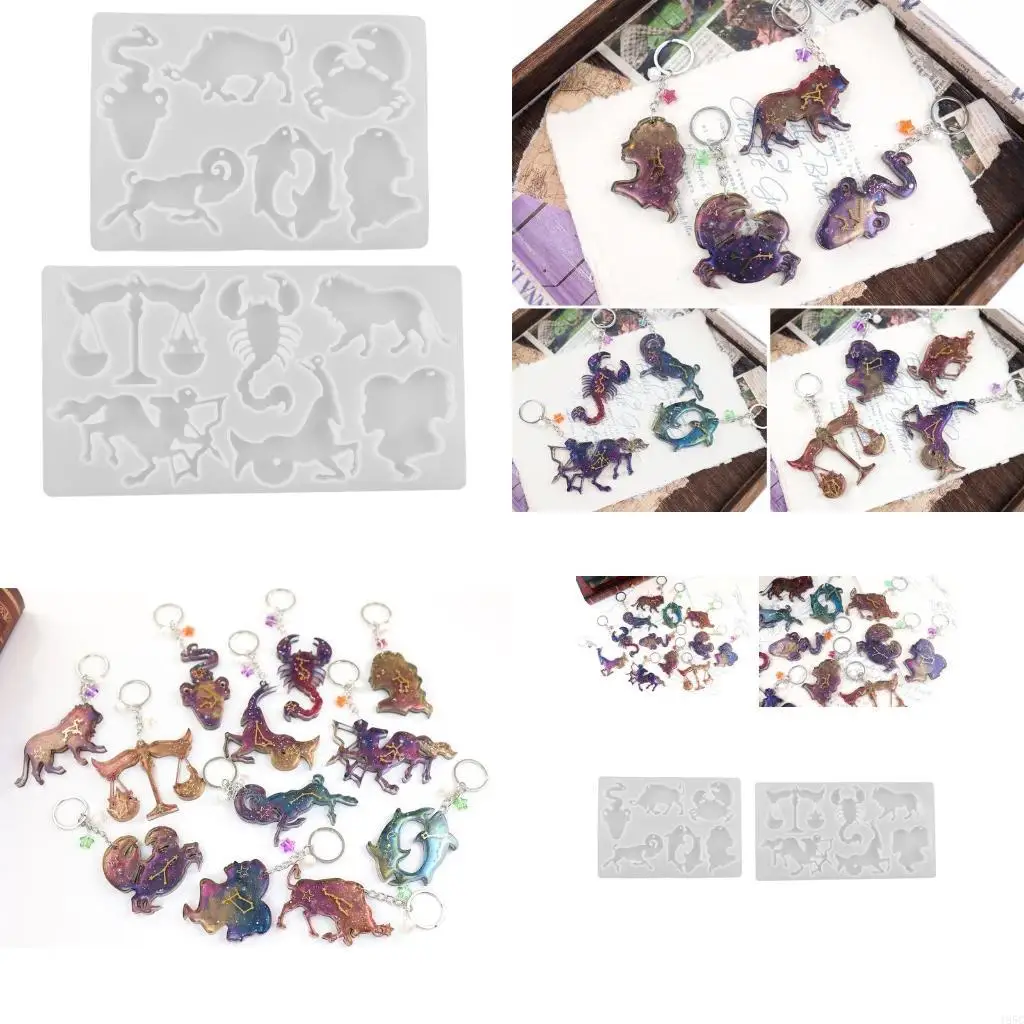 195C 2Pcs Animal Pendant Epoxy Silicone Mold for Keychain Jewelry Making DIY Necklace