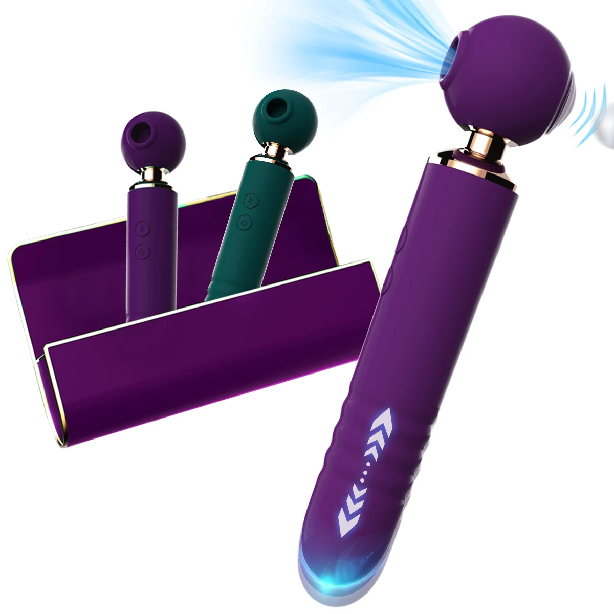 Powerful Av Magic Wand Vibrators For Women 3in1 Sex Toys Telescopic Dildo G Spot Stimulator Tapping Clitoris Sucker And Massager