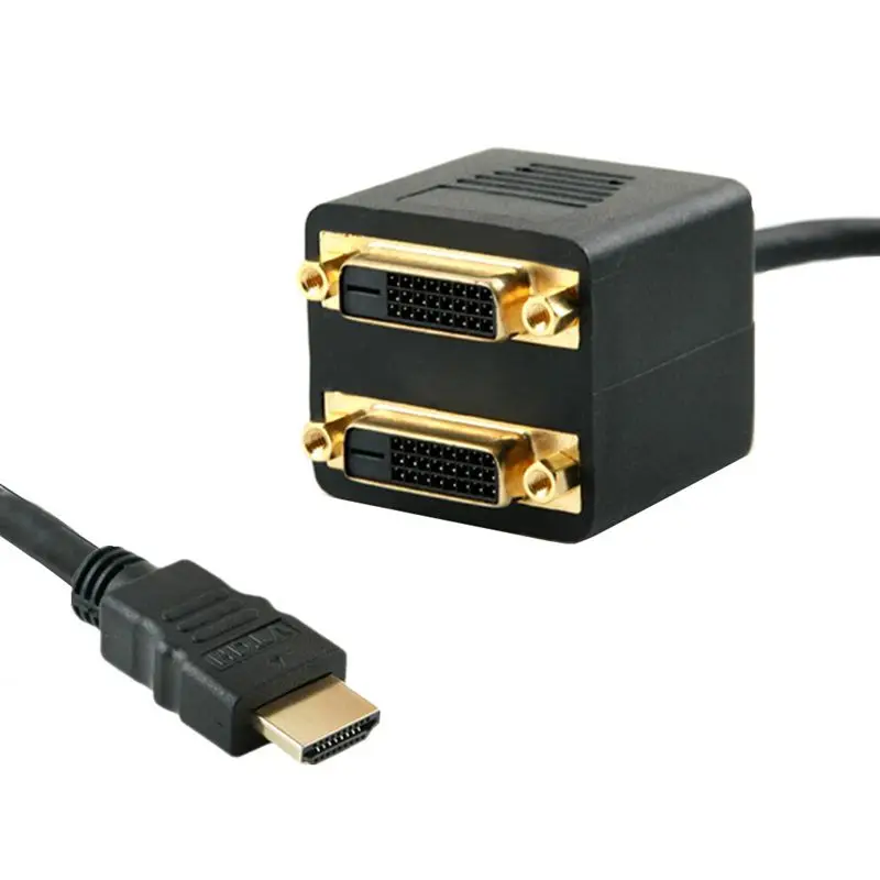 0.25m HDMI Compatible to DVI Y-Line Twin Line HDMI Compatible Male to Two DVI 24+1 Female High-Definition Video Cables