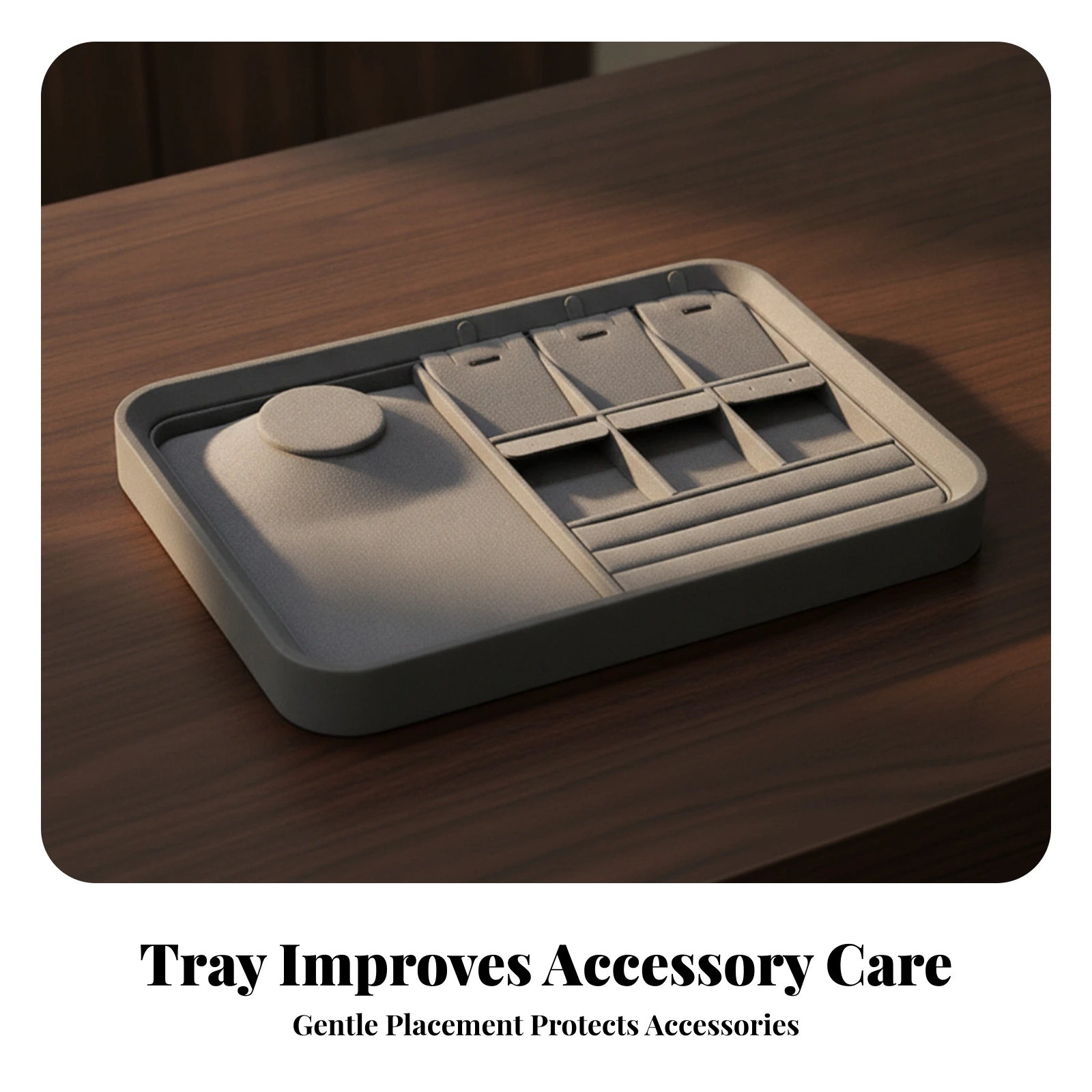 Jewelry Display Tray Multi-Compartment Jewelry Organizer Tray Padded Soft for Drawer Storage, Product Photography