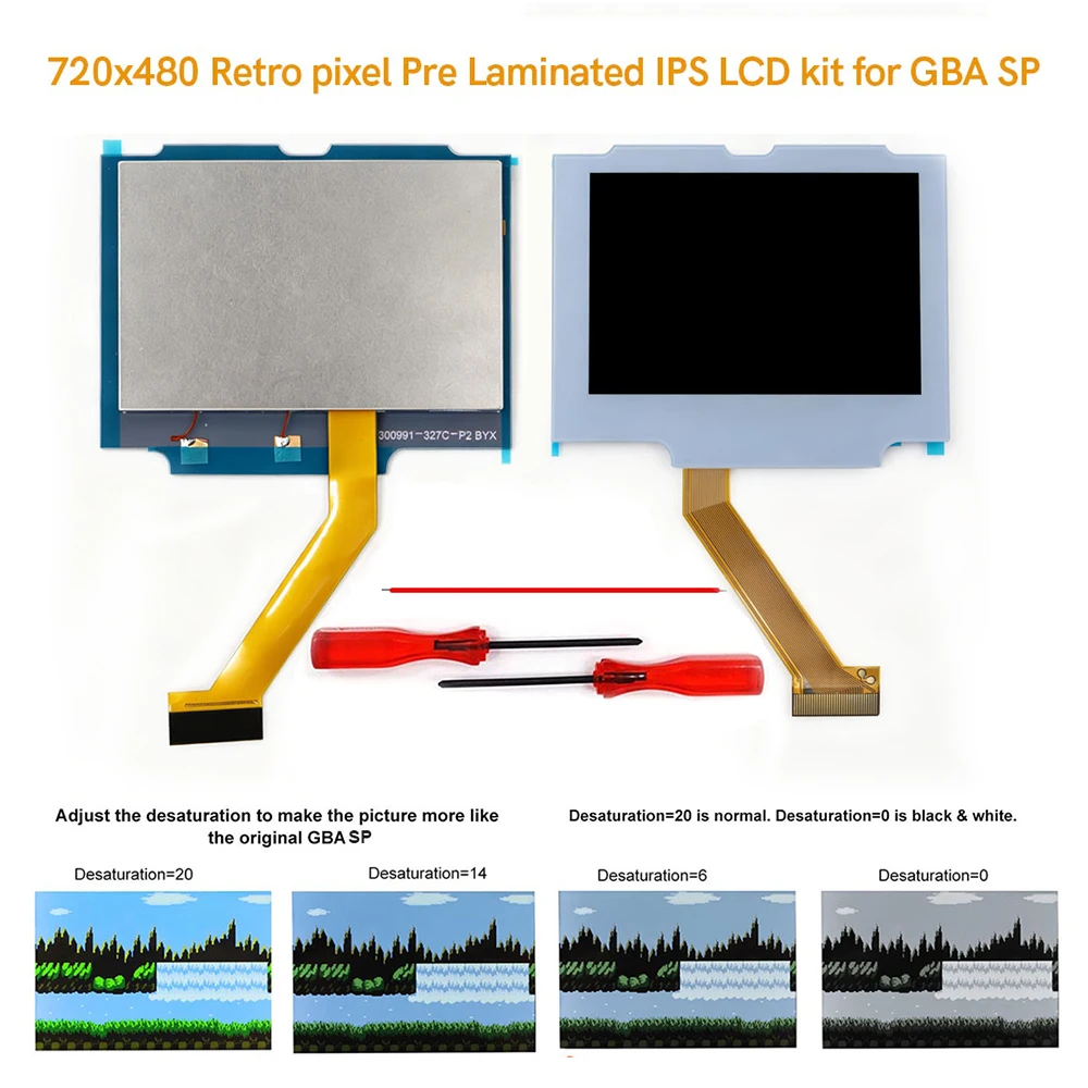 New Screen Color V5 Laminated IPS LCD Real Drop in Screen Backlight Kit 3.0 inch For Game Boy Advance SP GBA SP No Cut Shell