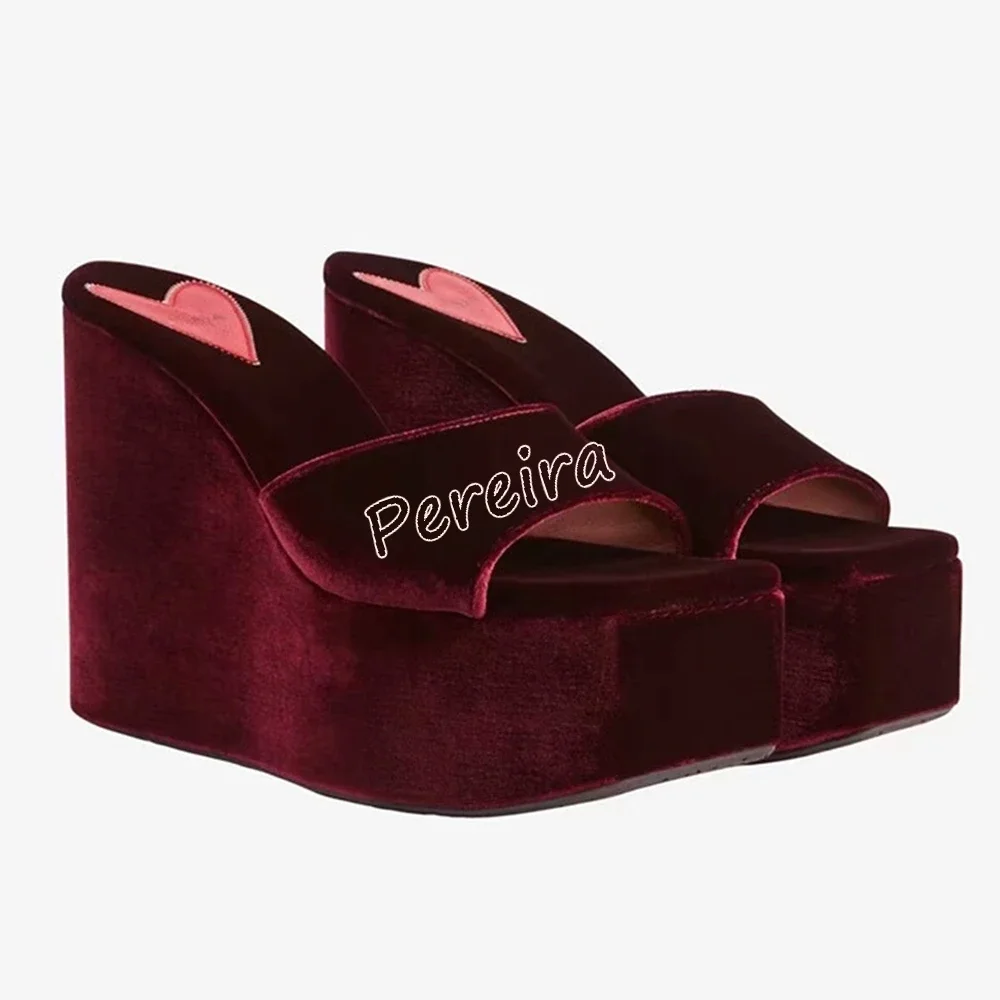 Solid Suede Stylish Slippers Wedge Platform Summer Women's New Arrival Solid Round Toe Comfortable Shoes for Footwear