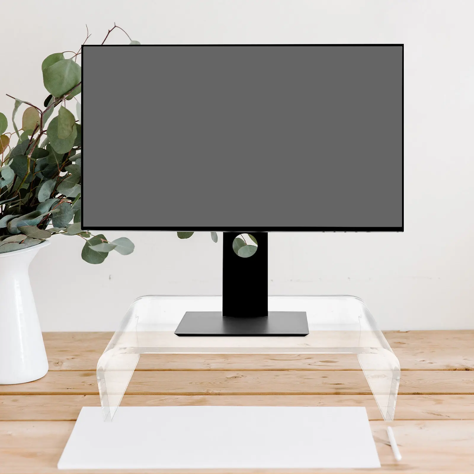 Acrylic Computer Monitor Riser Clear Display Stand Ergonomic Desktop Monitor Support Raise Screen Height Save Desk Space Home