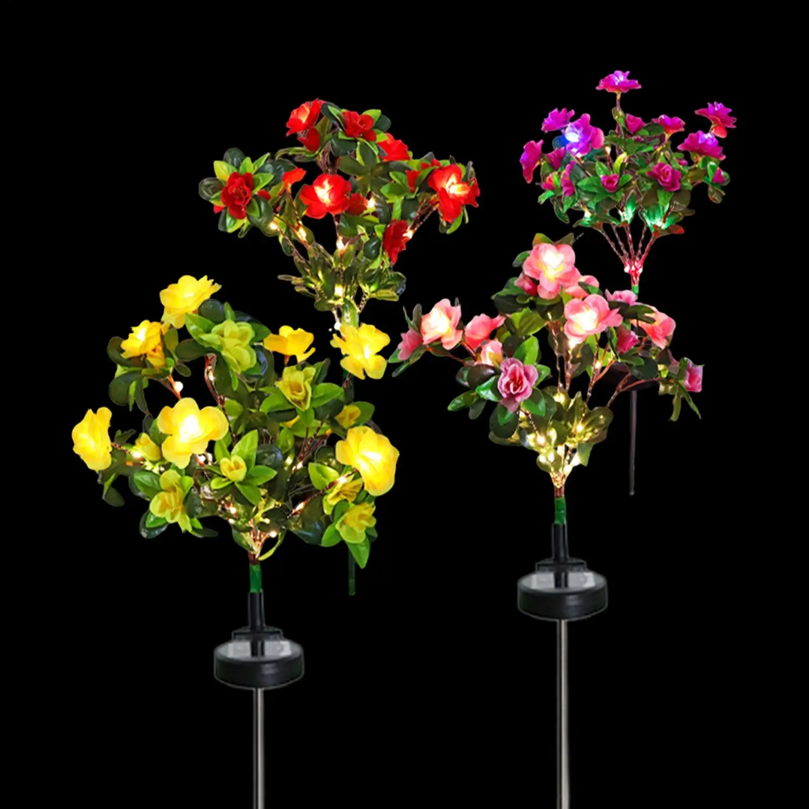 Solar Flower Lights 4 Pieces IP65 Waterproof LED Lamp Solar Stake Lights for Garden Patio Yard Lawn Walkway Pathway Landscape