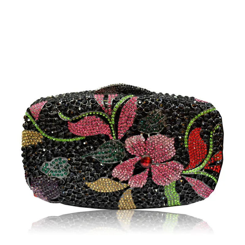 Diamond Clutch Dinner Bag Ladies Flower Pattern Handbag Handmade Banquet Dress Bag Carteras Diseador De Lujo Sacs Marques Luxes