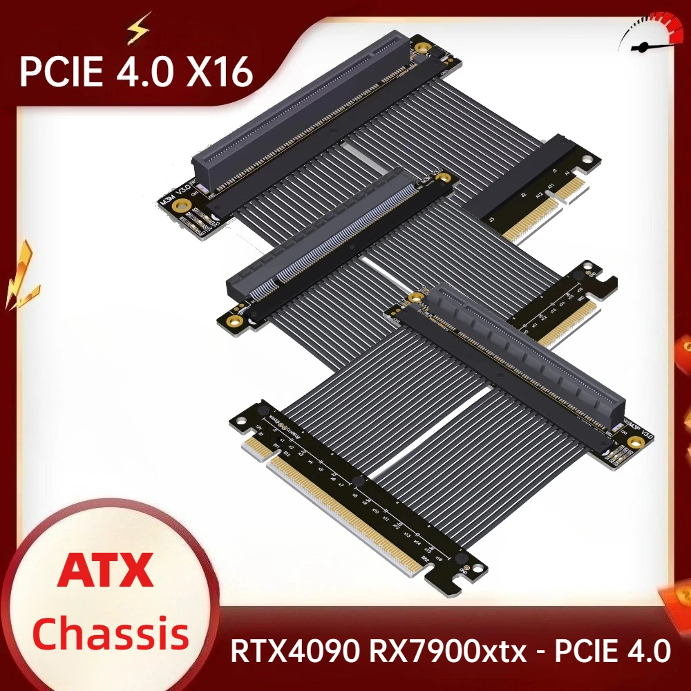 ADT-Link 2026 New PCI Express 4.0 X16 Riser Ultra-thin Cable For ATX PC-Case Extension Gen 4 GPU PCIe X16 Slot 90&180 Extender