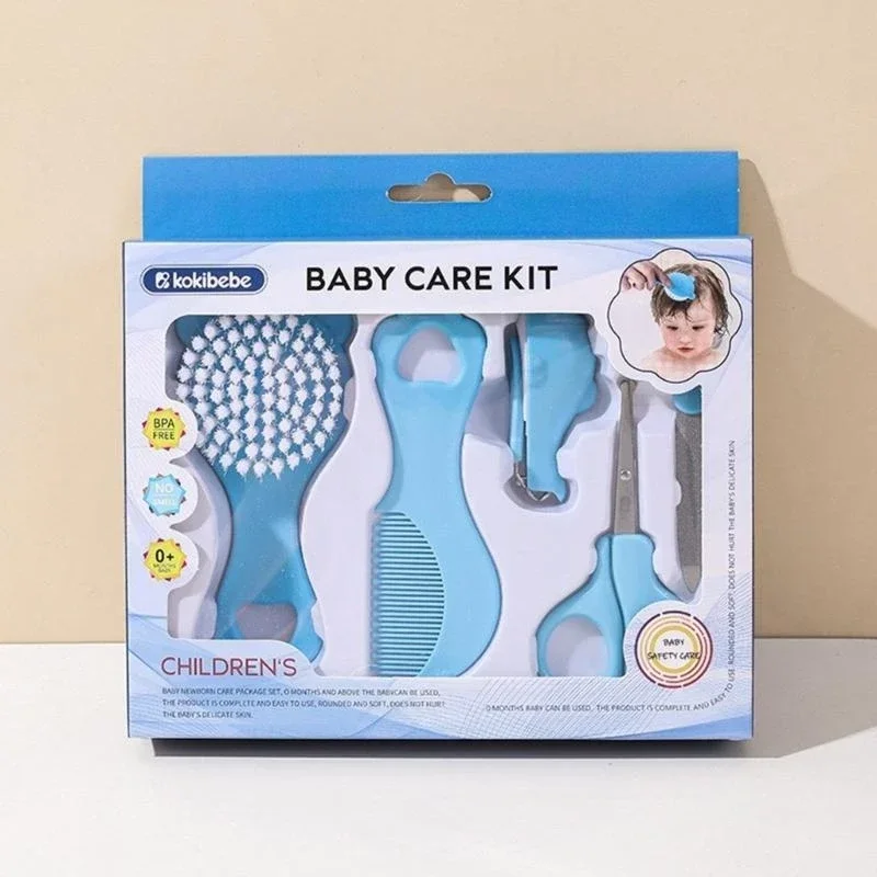 vvocci Essential Kit Bristle Soft Infant Comb 5 Piece Grooming Set Cartoon Design Gentle Hair Brush Safe Baby Care