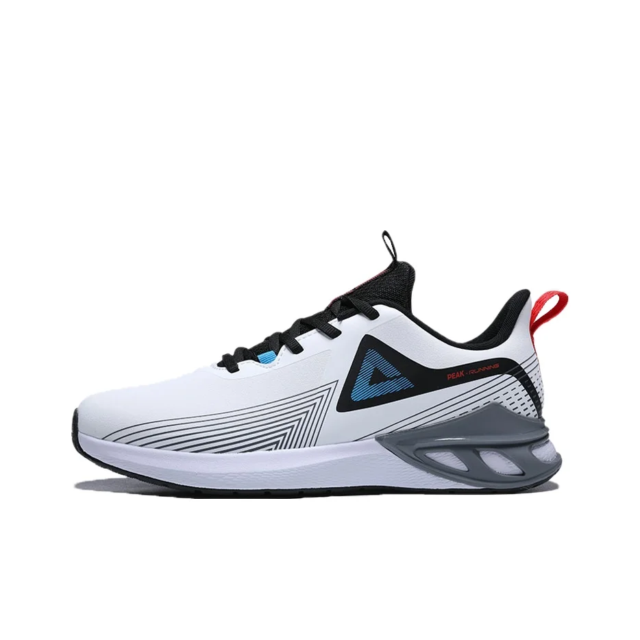 PEAK Leather Upper Cushioning Abrasion Resistant Breathable Slip Resistant Low top Running Shoes Men's White Black