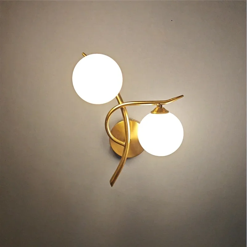 Nordic Modern Wall Lamps Metal Glass Ball Lighting Fixture Art Home Decoration LED Chandelier for Living Room Bedside Study Cafe