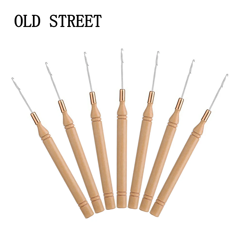 Crochet Knitting Hooks Needles Set with Wooden Handle Wig Making Soft Weave Hair Extensions Deadlock Braid Hair Tools