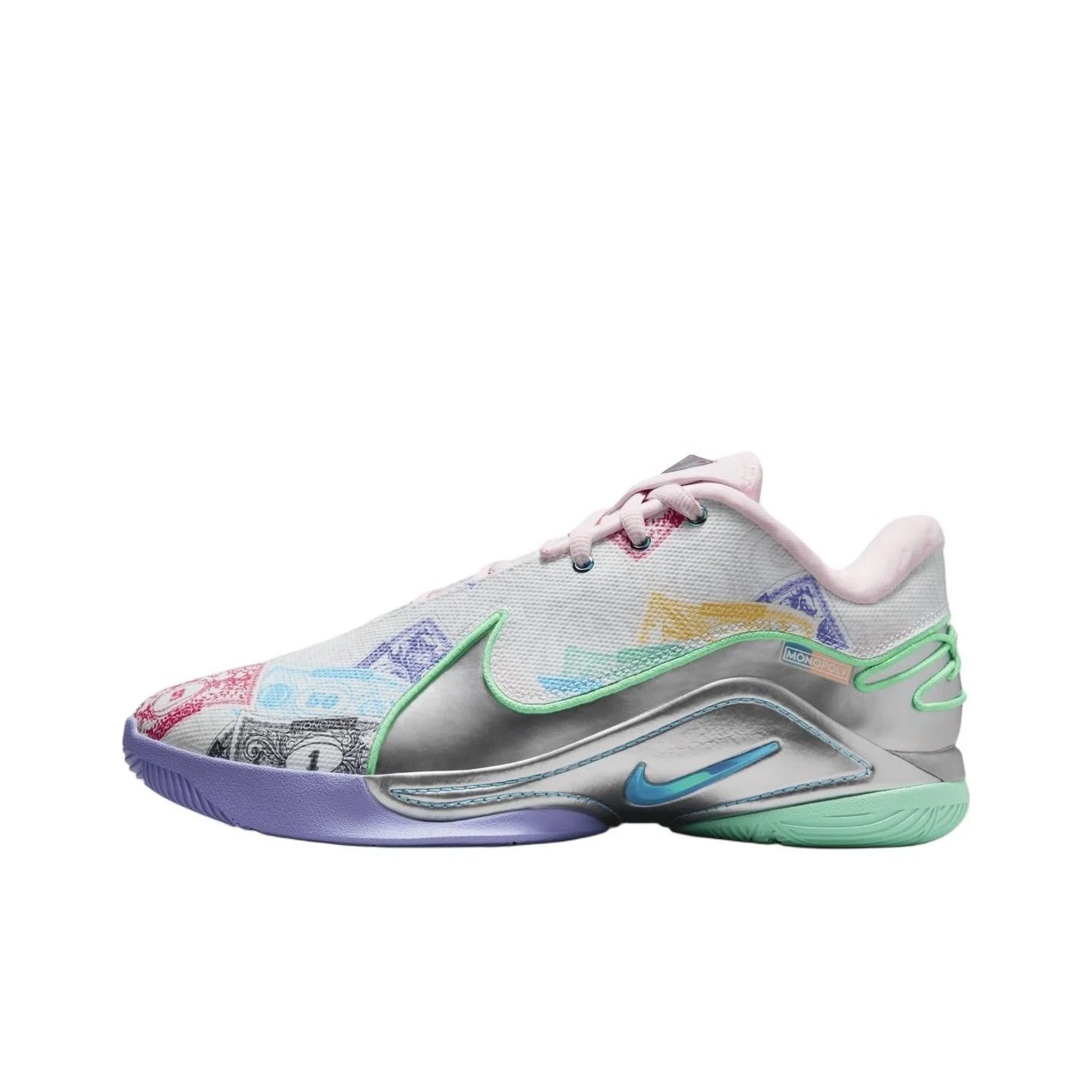 MONOPOLY x Nike LeBron 22 Slip Resistant Abrasion Resistant Low top Basketball Shoes Men's White Green Pink Blue FZ1098-100