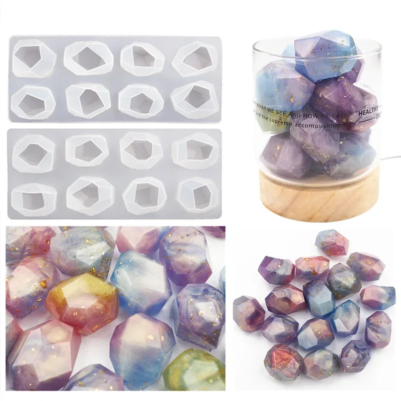 DIY Resin Epoxy Irregular Geometric Faceted Gemstone Crystal Spar Ore Night Light Mirror Silicone Mold