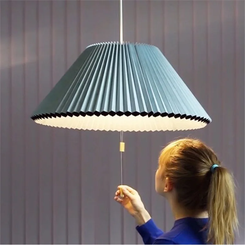 European Pleated Fabric Pendant Lights Creative Study Bedroom Homestay Elegant Indoor Suspension Chandeliers Fixtures Ornaments