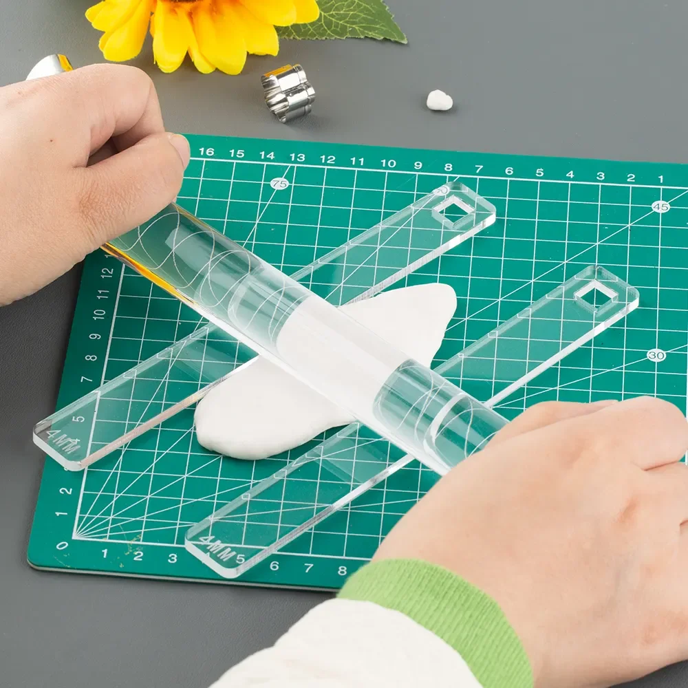 XUQIAN 12pcs 1/2/3/4/5/6mm Clay Biscuit Leveling Ruler Acrylic Thickness Measuring Ruler French Rolling Pin For Leveling Ruler