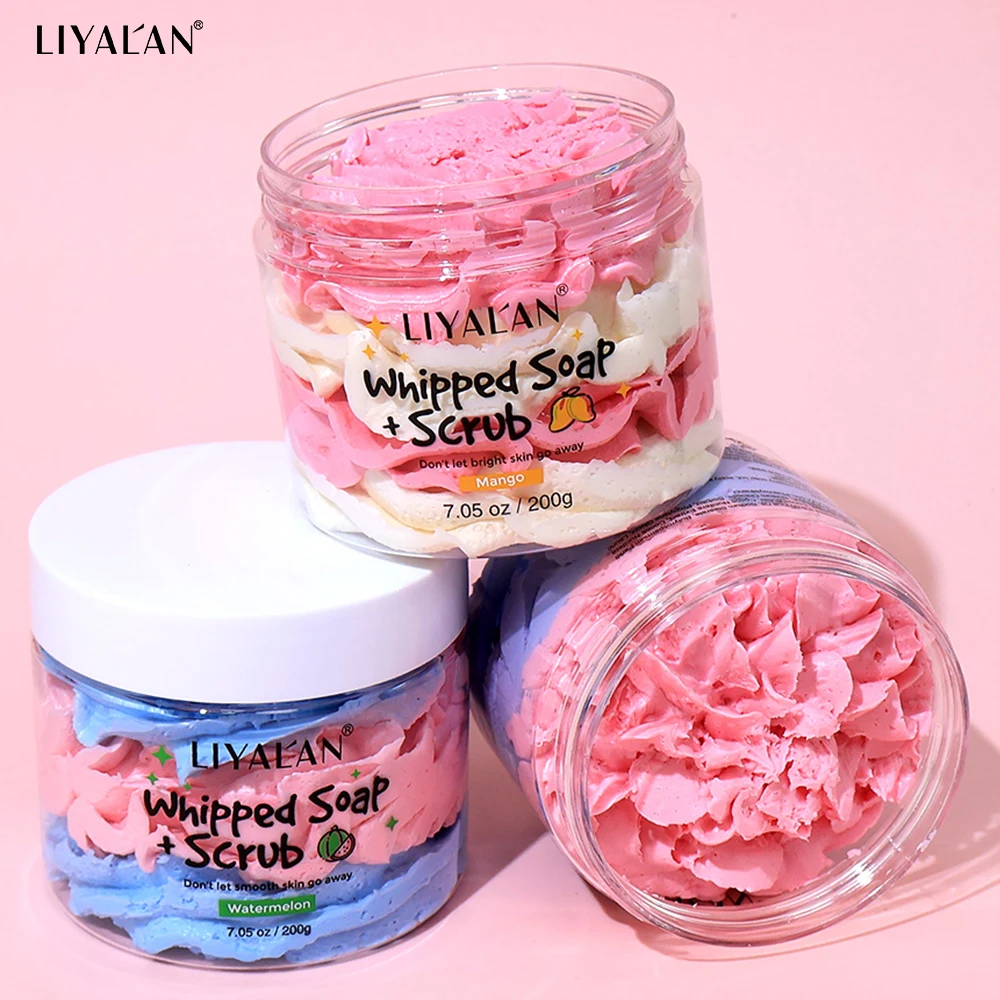 Whipped Soap Bath Cleansing Exfoliating Body Wash Moisturizing Smooth Skin Rainbow Scrub Soften Shave Vegan Handmade Shower Soap