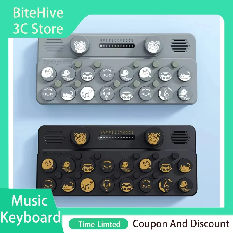 Springvoice Enjoyplay V1.0/V2.0 Pocket Music Keyboard Mini Piano 1500mAh USB Type-C 3.5mm Portable MIDI Toy Musical Instrument