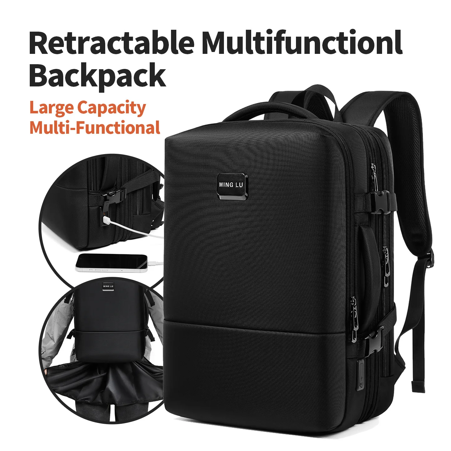 Travel Backpack Men Business Backpack School Expandable USB Bag Large Capacity 15.6 Laptop Waterproof Fashion Backpack raincoat