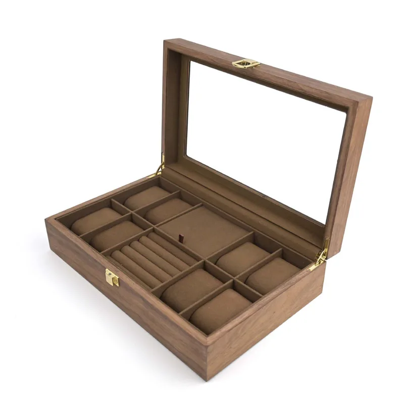 8 Slot Wood Watch Jewelry Box Organizer for Men and Women Retro Watch Display Storage Box Gift for Men & Women