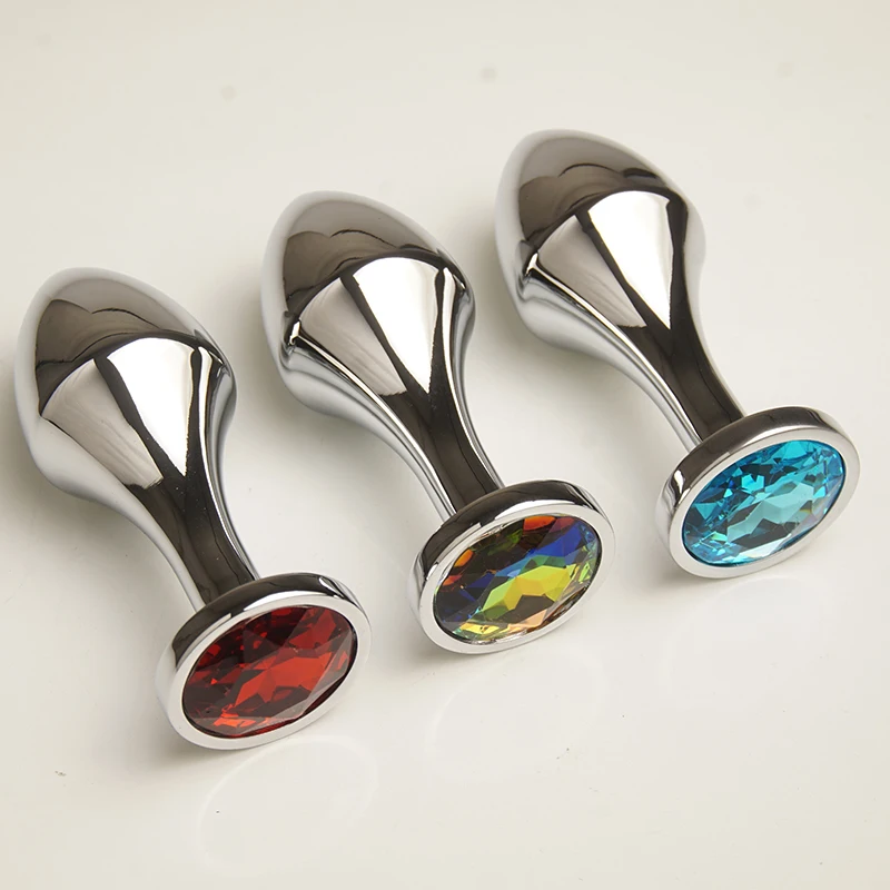 Metal Anus Butt Plug Adult Trainer Sex Toy with Crystal Diamond,Bullet Shape Analplug Butplug Buttplug
