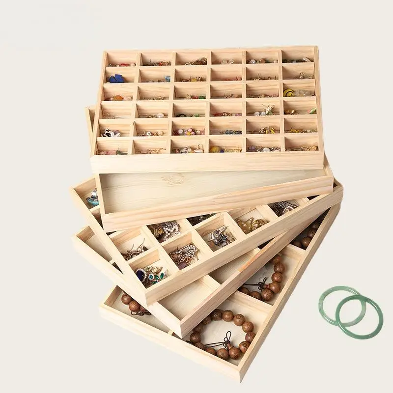 1Pcs Wooden Stackable Exquisite Jewelry Display Holder Portable Ring Earrings Necklace Organizer