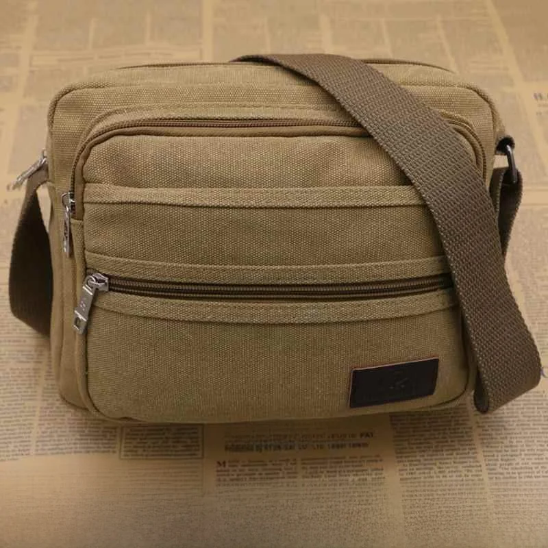 Large Capacity Canvas Shoulder Bag Unisex Business Crossbody Money Bag Multi-Pocket Retro Style Women's Wallet for Casual Use
