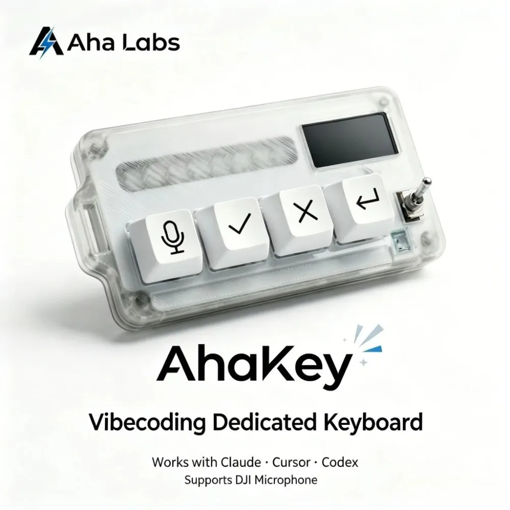 AhaKey-X1 Vibe Coding Keyboard RGB Toggle Switch Built-in LCD Screen LCD Screen Keyboard Voice Recognition External Connectivity
