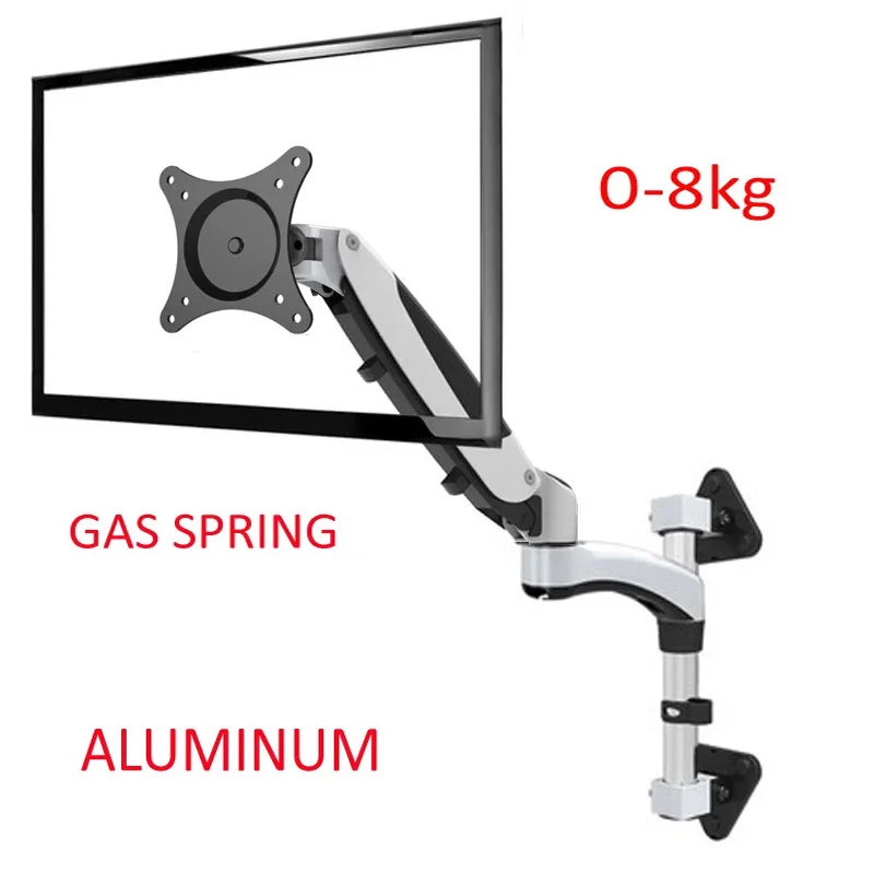 D-MOUNT FE160W Aluminum Alloy 10"-27 monitor wall mount bracket touch screen holder hang on wall tilt swivel pivot  0-8kg lift