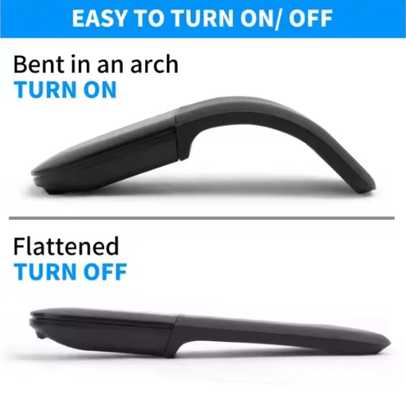 Foldable Arc Mouse Ultra Thin - Ergonomic Bluetooth Wireless Optical Mice with 3D Touch Portable for Office Universal Use