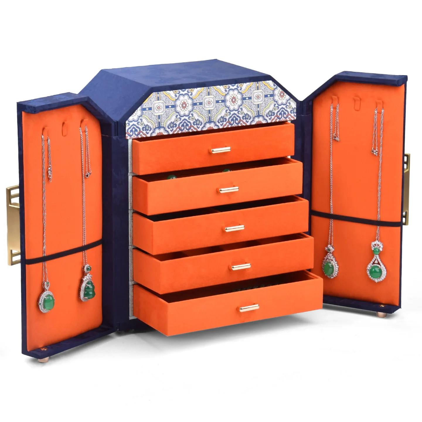 Palace style jewelry box, high-end new jewelry box, earring ring, Chinese style drawer box