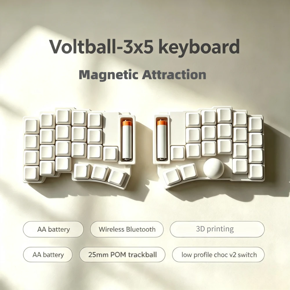 AA Battery Voltbal 3x5 Trackball Split Keyboard Low Profile Kailh Choc V2 Wireless Hotswap Mechanical Keyboard Game Accessories