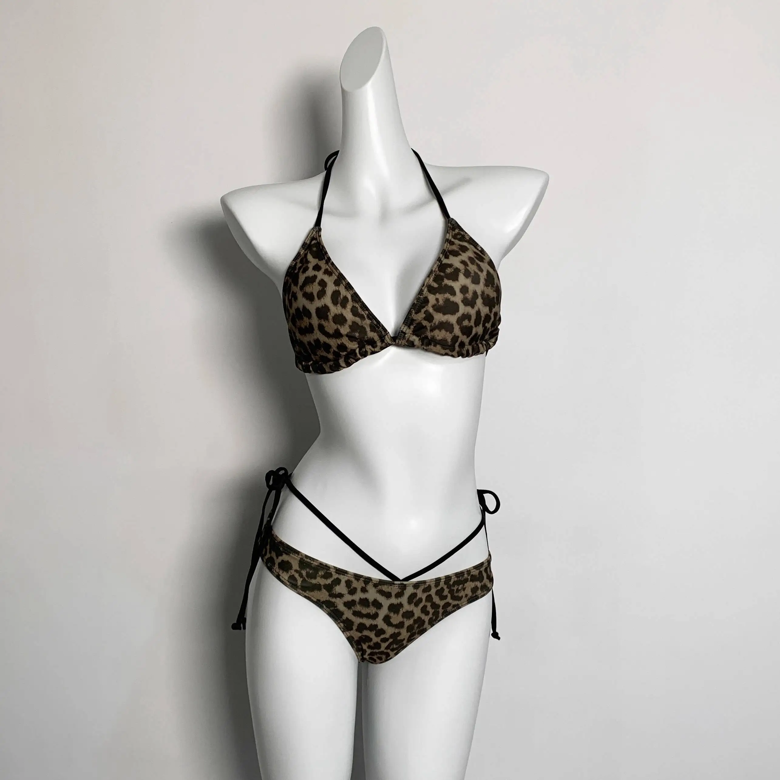 New Dangerous Little Cat Hottie Sexy Leopard Print Bikini Bikinis Women Beach Vacation Strap Swimsuit Swim Suits Womens Clothes