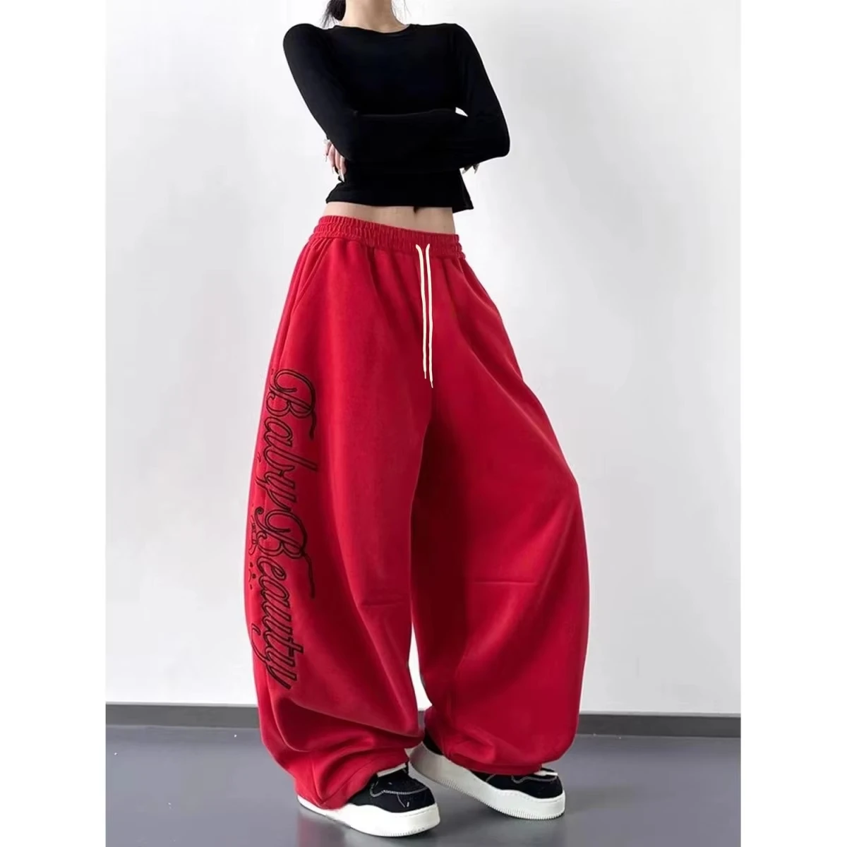 2026 New Arrival American Retro Letter Printed Y2K Pants, Street Style and Trendy Sports Pants, Suitable for Women's Clothing