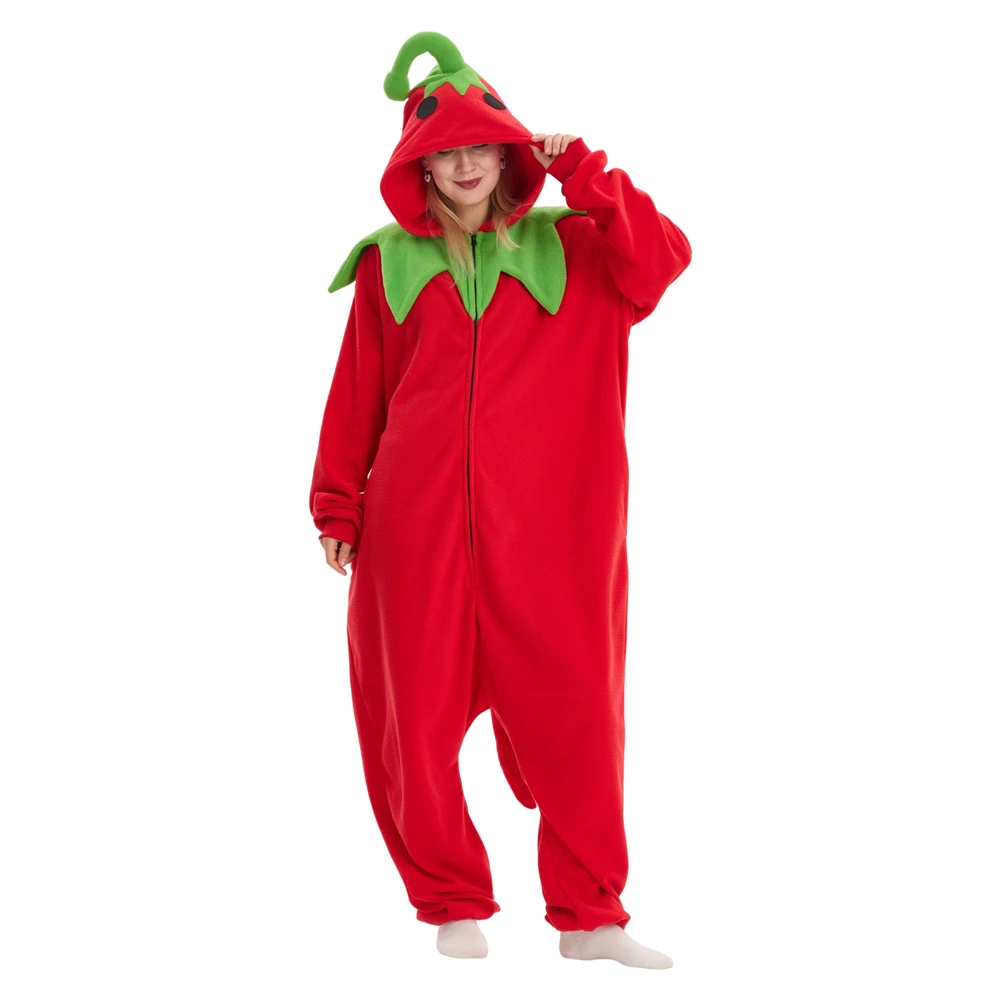 Onesieshow Animal Kigurumi Pyjamas Halloween Onesies Adult Cartoon Red Pepp Pajama Cosplay Party Costume Women Men Homewear