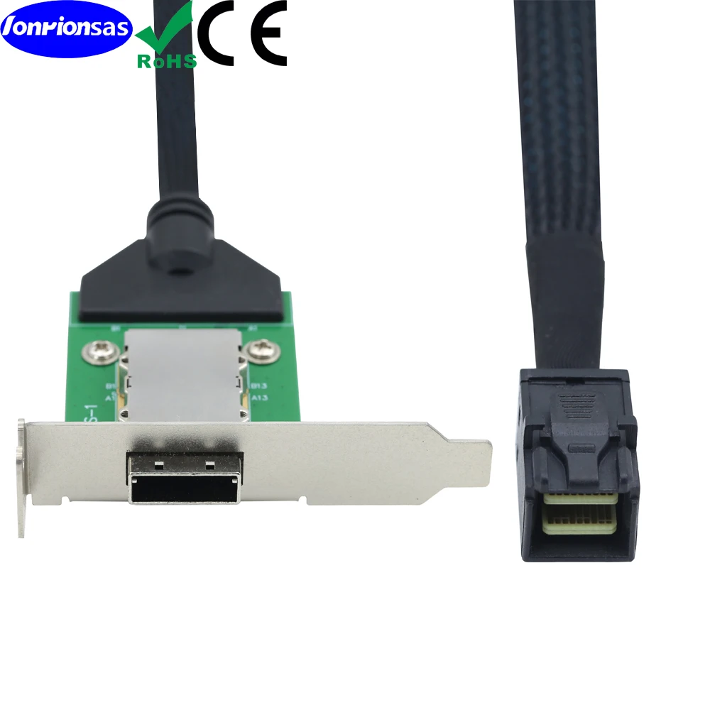 External Mini SAS HD SFF-8088 26P PCBA Female Adapter with Low Profile Bracket to SAS SFF-8643 12Gbps External 100-Ohm Impedance