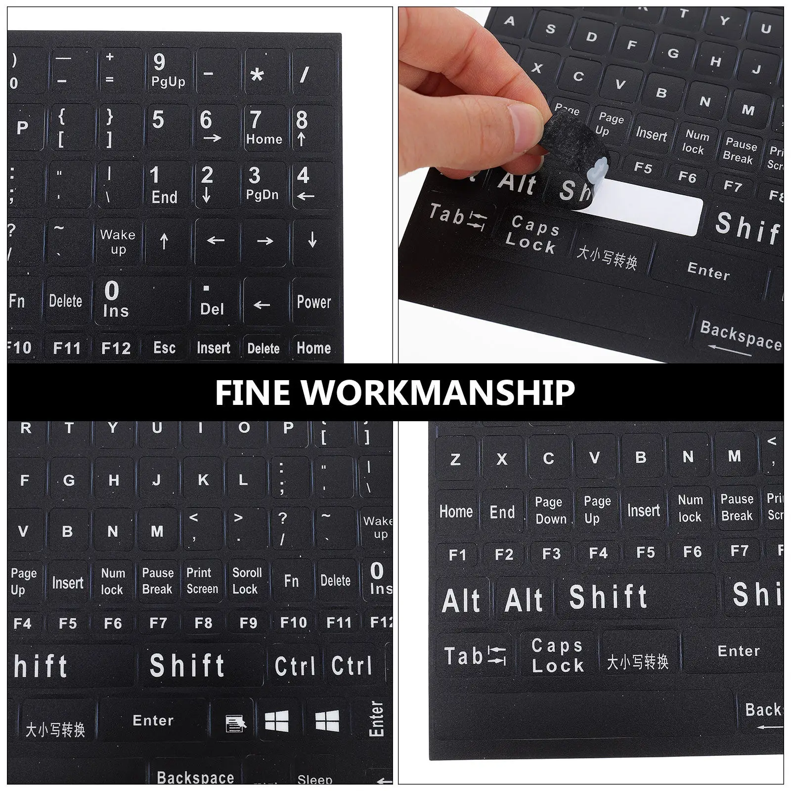 2 Sheets Laptop Keyboard Stickers English Letters Premium Quality Non Residue Adhesive Full Set Coverage for Notebook Desktop