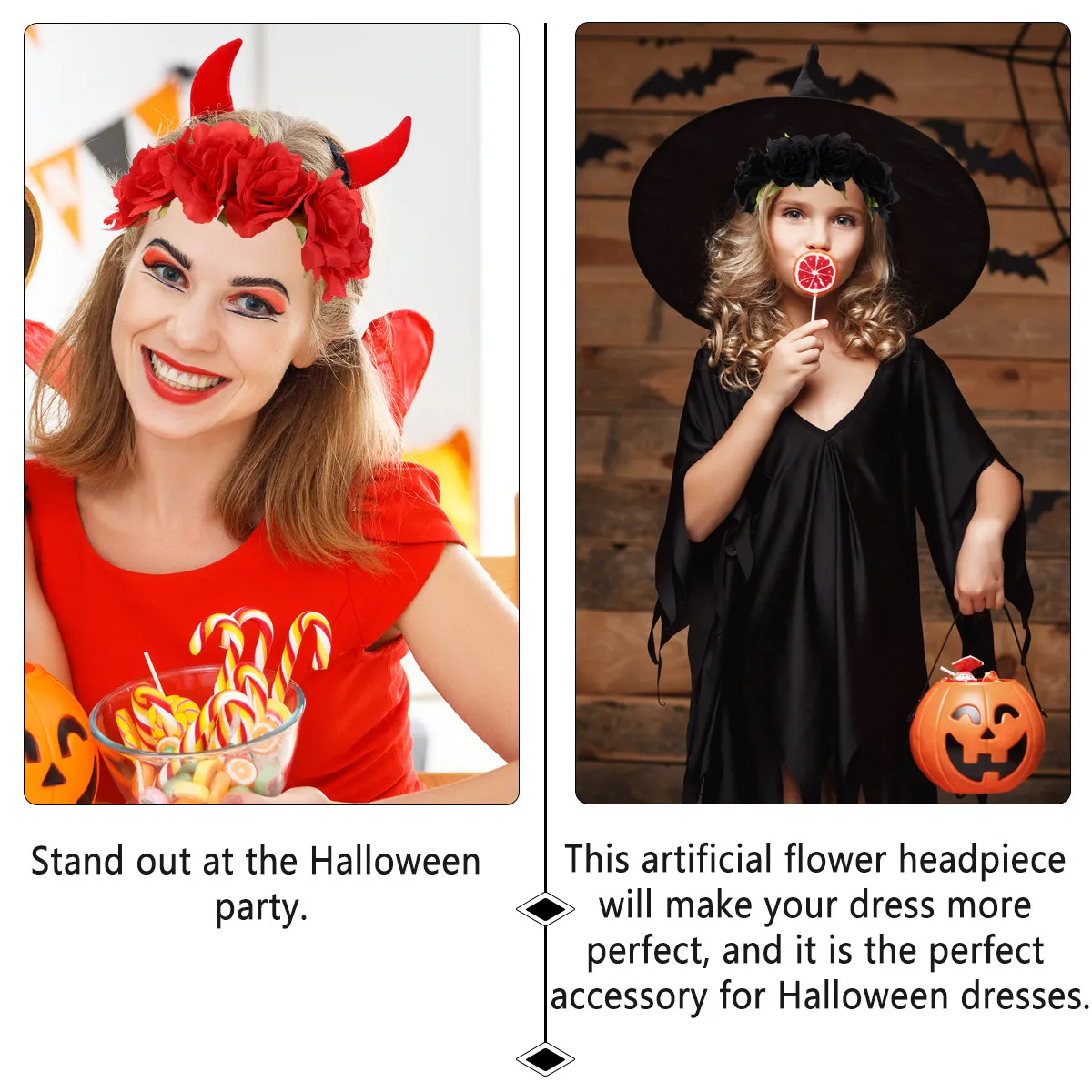 3Pcs Halloween Party Simulation Flower Hairband Rose Flower Headband Wreath Hair Accessory Wreath Hair Accessory for Halloween