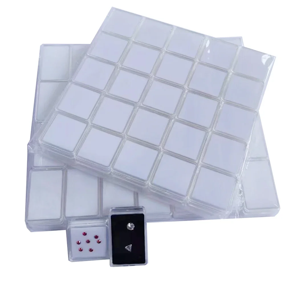 50Pcs Loose Diamond Storage Box Clear Gemstone Organizer Case Charm Holder Bead Container Piercing Jewelry Gem Stone Display Box