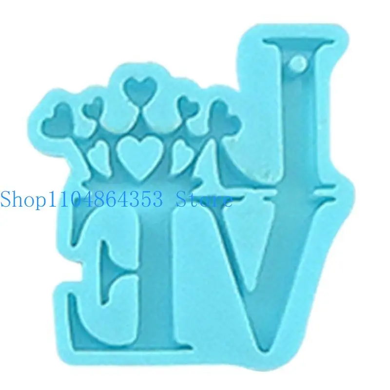 652F Love Sign Letter Keychain Silicone Mold with Hole for DIY Decoration Resin