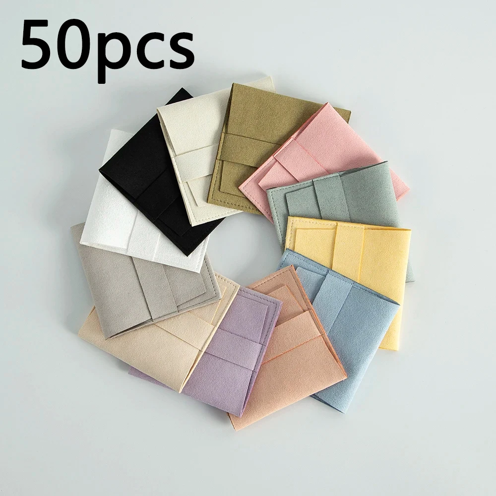 50/10/1pcs Microfiber Soft Velvet Bag Jewelry Presents Pouches for Necklace Bracelets Wedding Gift Package Envelope Bags