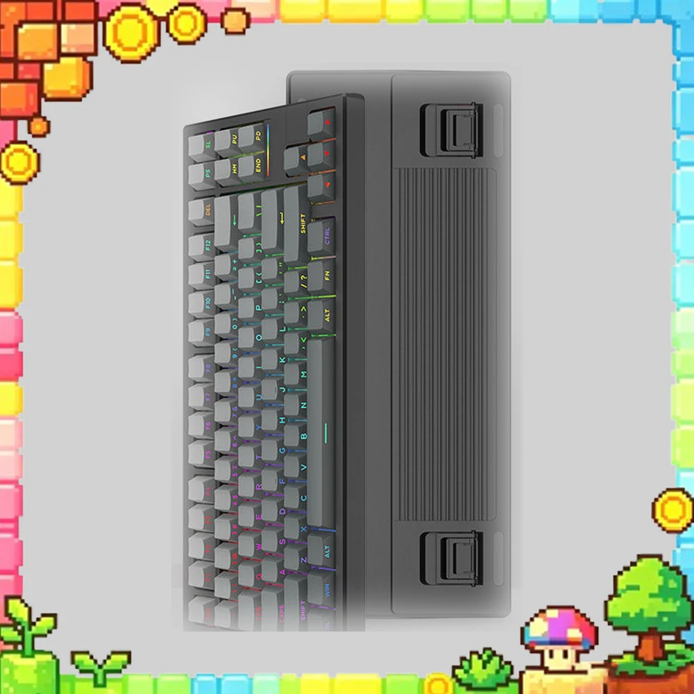 GANSS GS3075T PRO Mechanical Keyboard 75% Tri Mode Wireless Bluetooth 2.4G USB Hot Swappable RGB Keyboard with Knob for PC