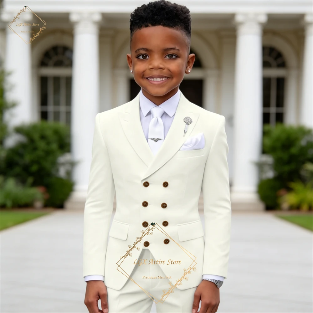 Boys' Custom 2-Piece Suit, Double Breasted Peak Lapel Blazer & Tailored Trousers for Weddings, Pageboy & Formal Ceremonies