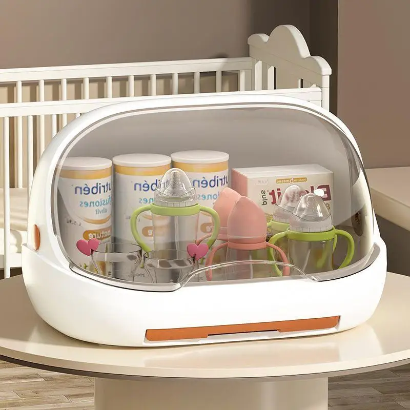 Baby Storage Box Dustproof Flip Cover Dry Storage Box Infant Cutlery Storage Box Milk Powder Box Stand Simple Design Plastic