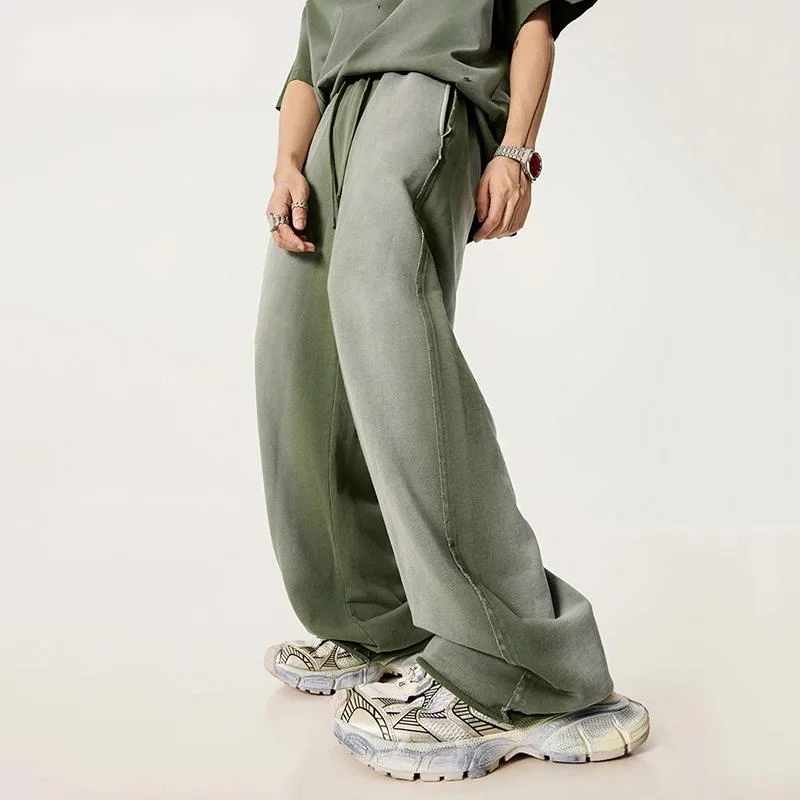 Men's Clothing Autumn Scimitar Pants Loose Hem Spray Horsehair Dance Sports Casual Long Sweatpants Male Trend XFWE45