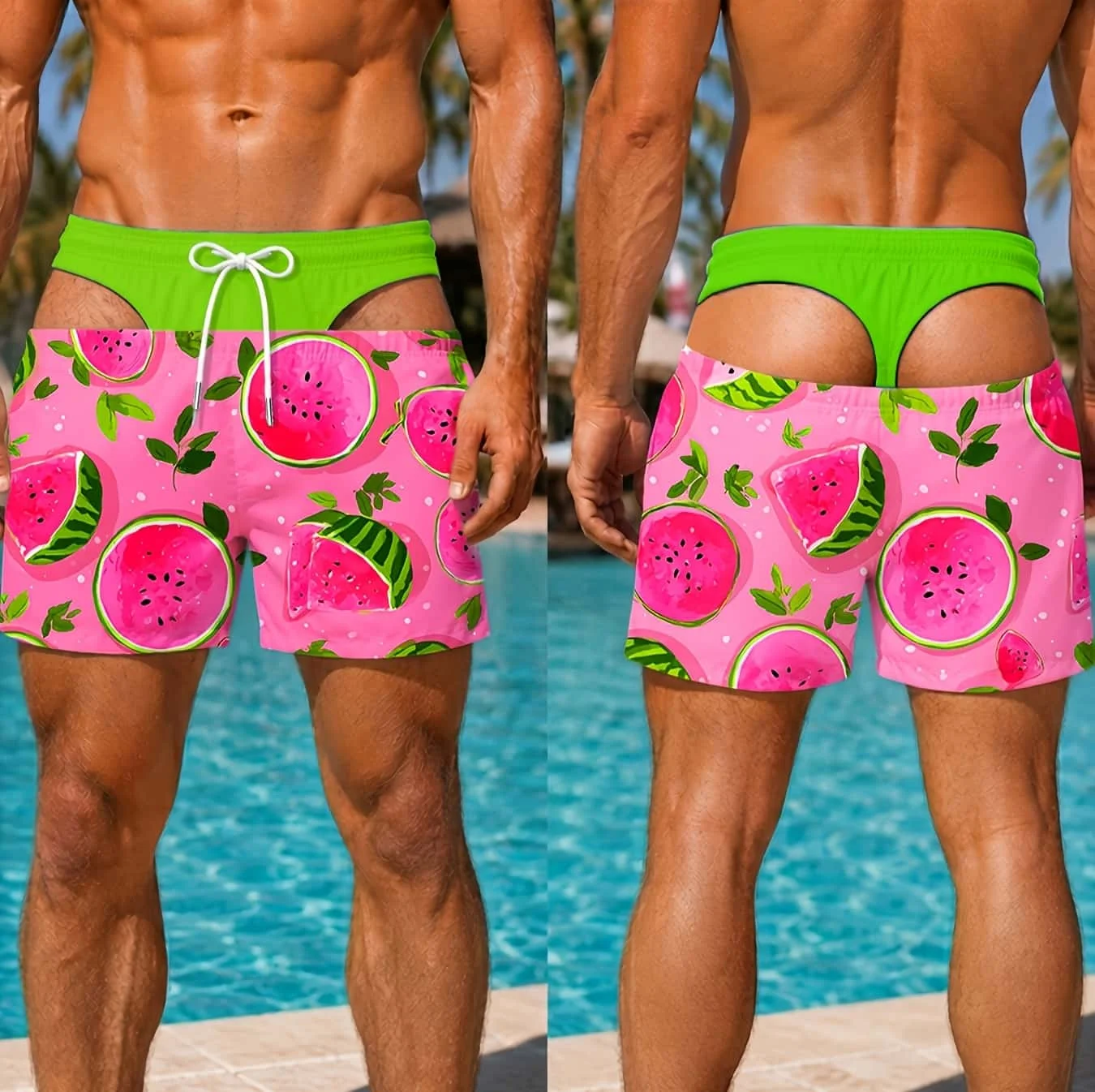 Funny Fake Twolayer Printed Beach Shorts Men Multistyle 3d Print Beer Fruit Pattern Shorts Outdoor Beach Vacation Swim Trunks