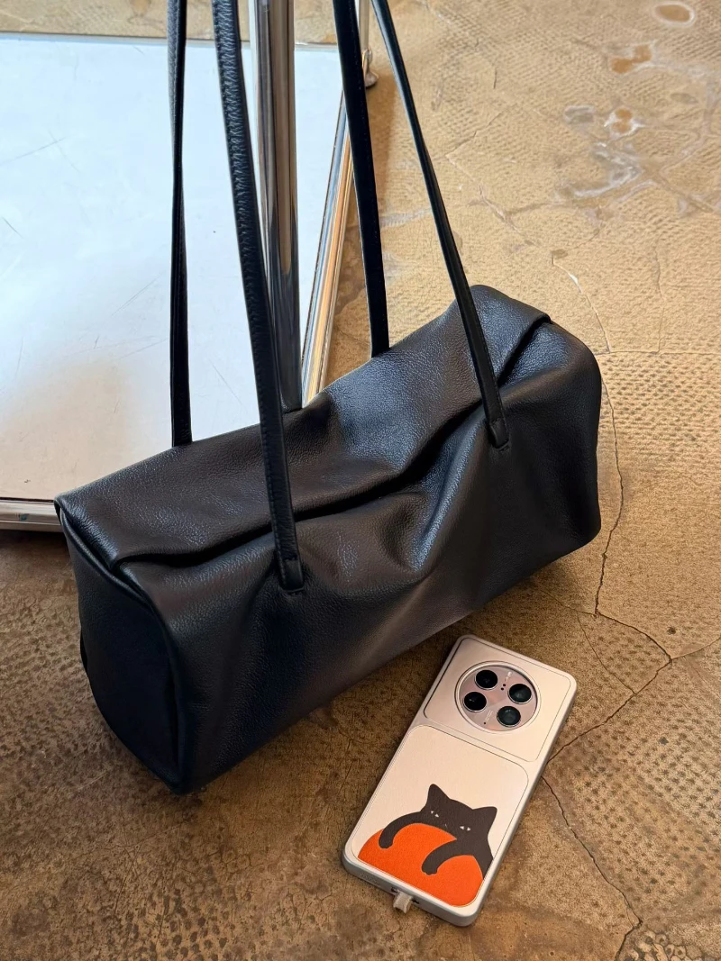Concise Elegant Tote Bags Women Fashion Brand Designer Genuine Leather Large Capacity Shoulder Bags 2026 Autumn Winter Lazy Bag