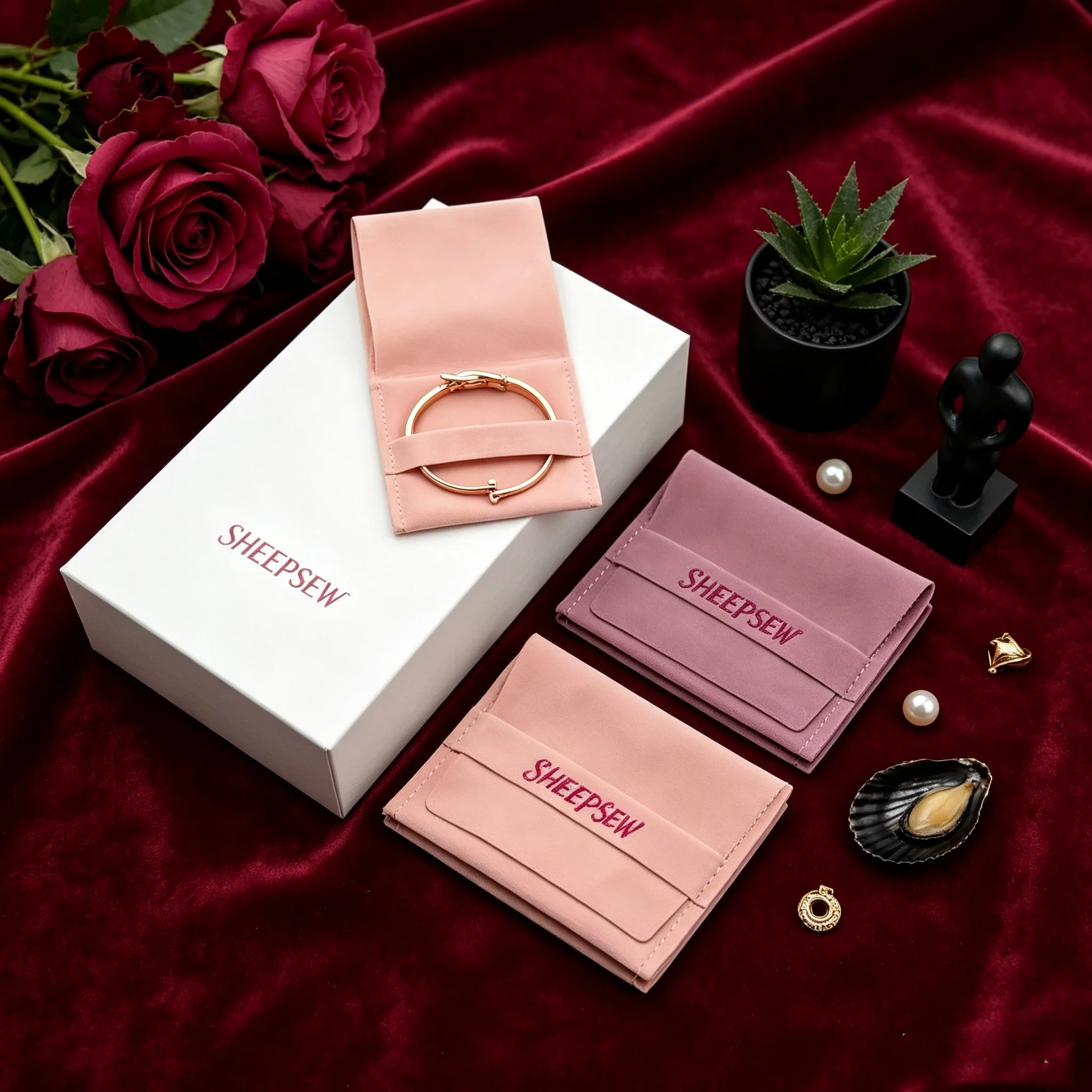 50pcs Personalized Custom Logo Jewelry Packaging Bags, Soft Microfiber Pouches for Bracelet Necklace Ring Wholesale